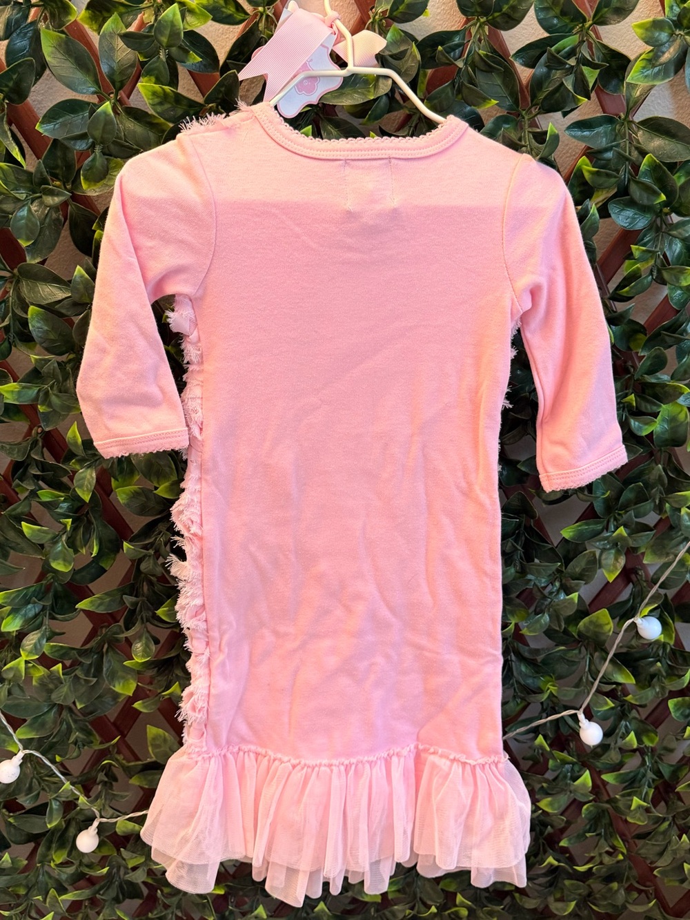 Mud Pie Pink Rosette Ruffle Baby Gown - Picture 4 of 8